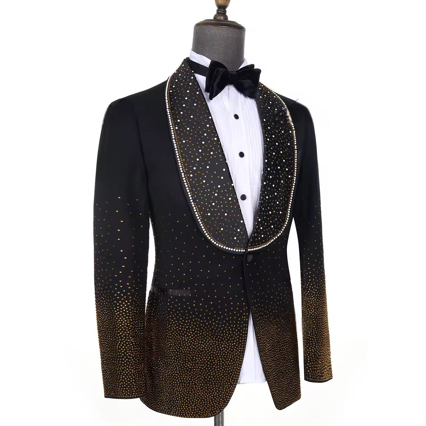 2025 New Elegant Men Suits Jewelry Ornament Shining Black Gold