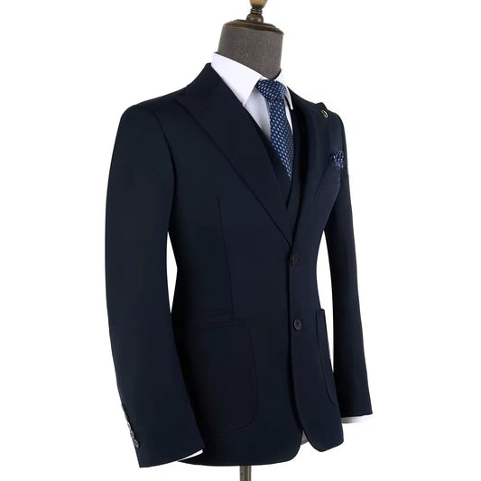 Fit 2 Button Blue Black Stripe Men Suits