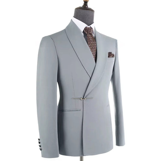 2025 New Elegant Light Grey Men Suits