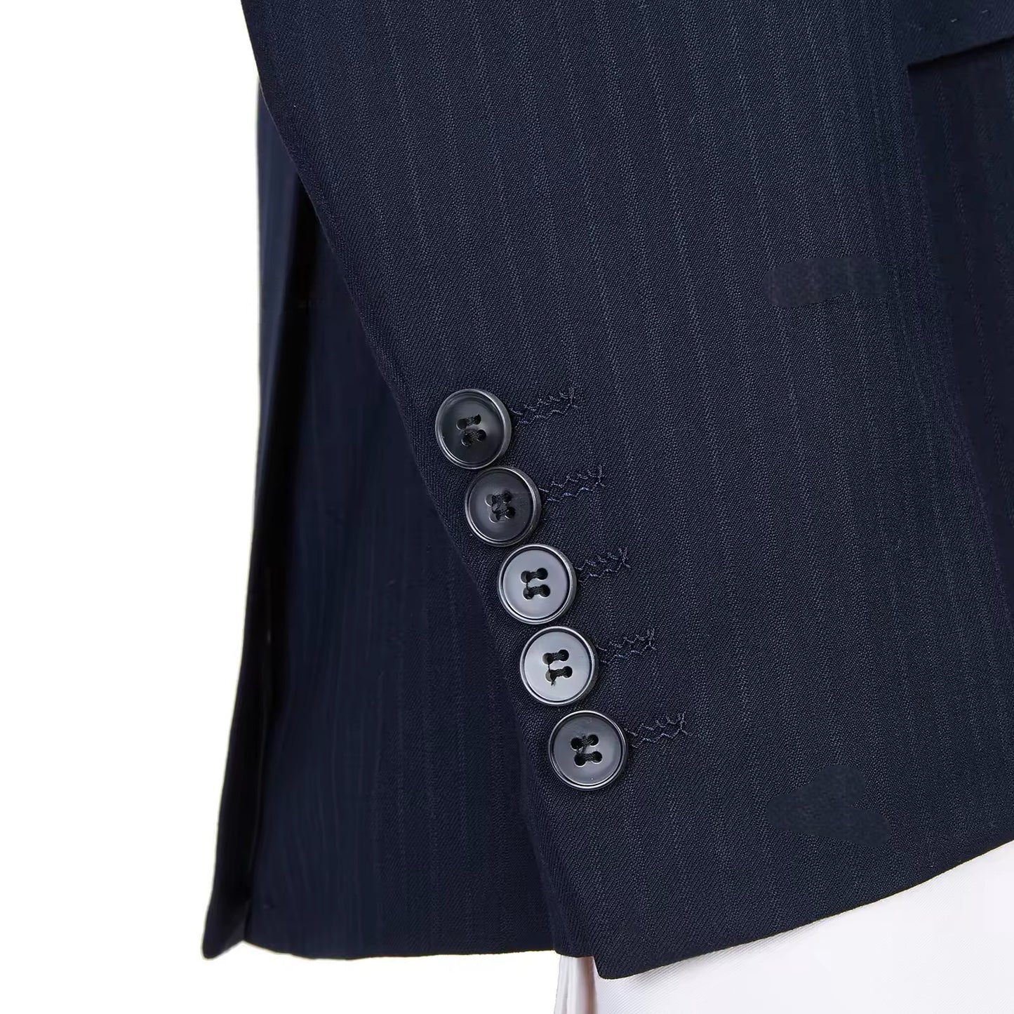 Dark Blue Pinstripe 3 Pièce Classic Men Suits Blazer