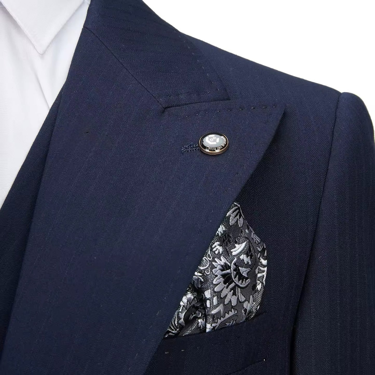 Dark Blue Pinstripe 3 Pièce Classic Men Suits Blazer
