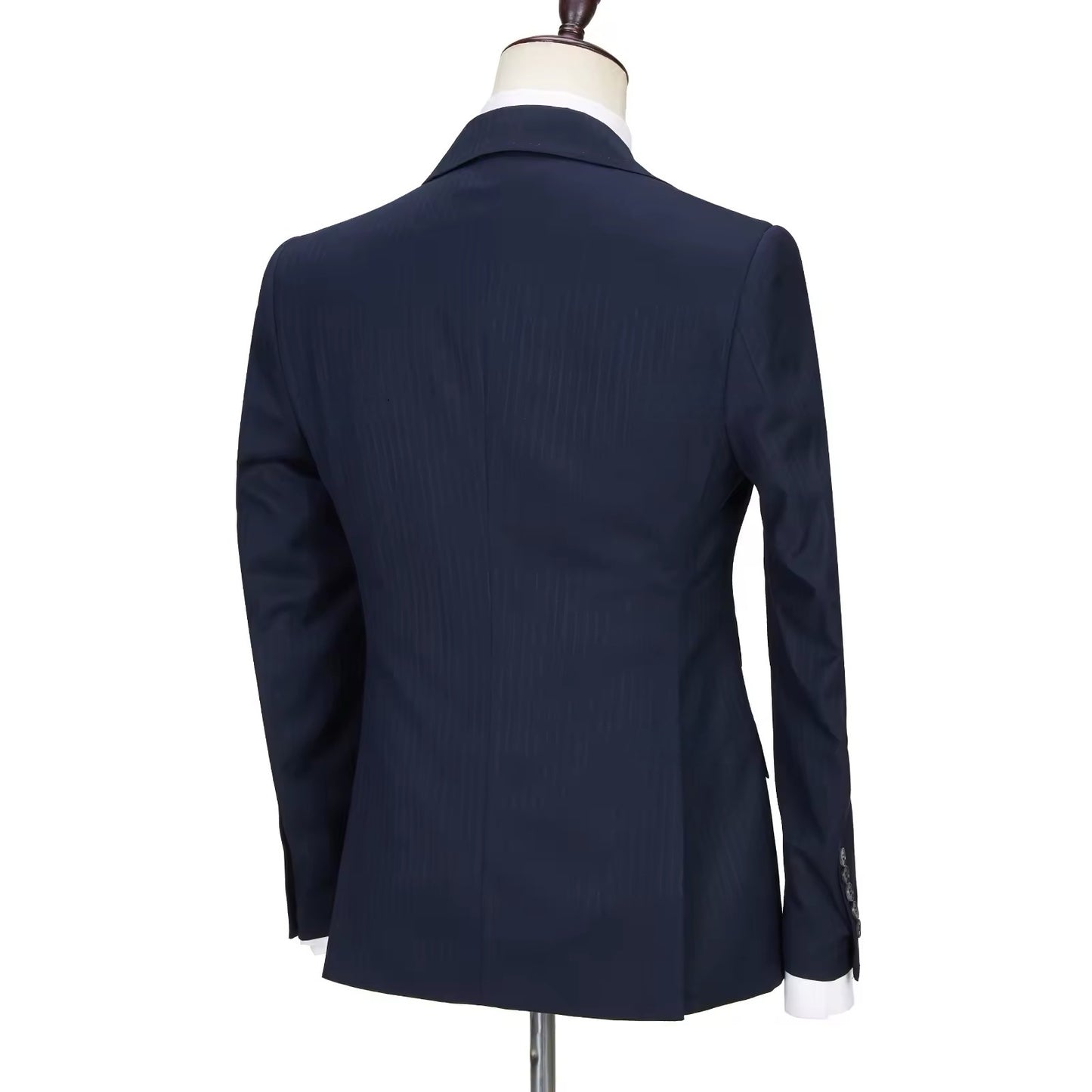 Dark Blue Pinstripe 3 Pièce Classic Men Suits Blazer