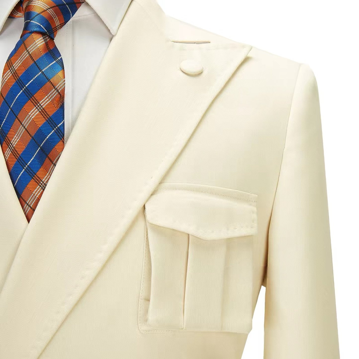 2023 New Coat Design Beige Suits for Men Right Side Button