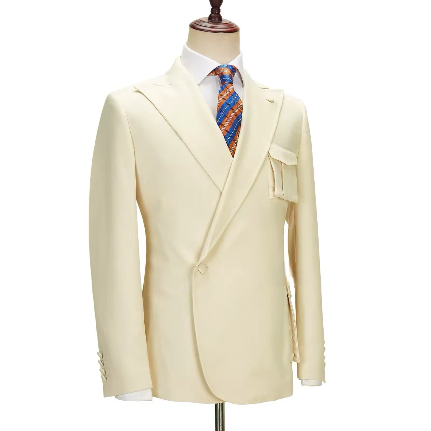 2023 New Coat Design Beige Suits for Men Right Side Button