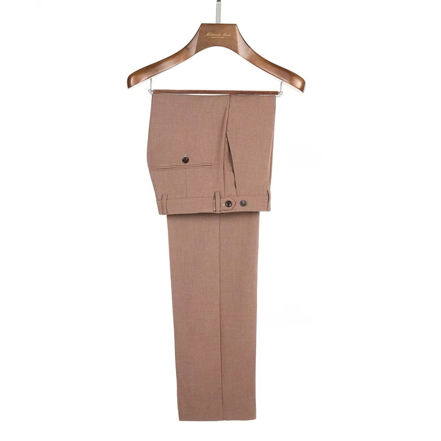 2024 New Elegant Brown Double Breasted Suits for Men Hand Sewn Buttons