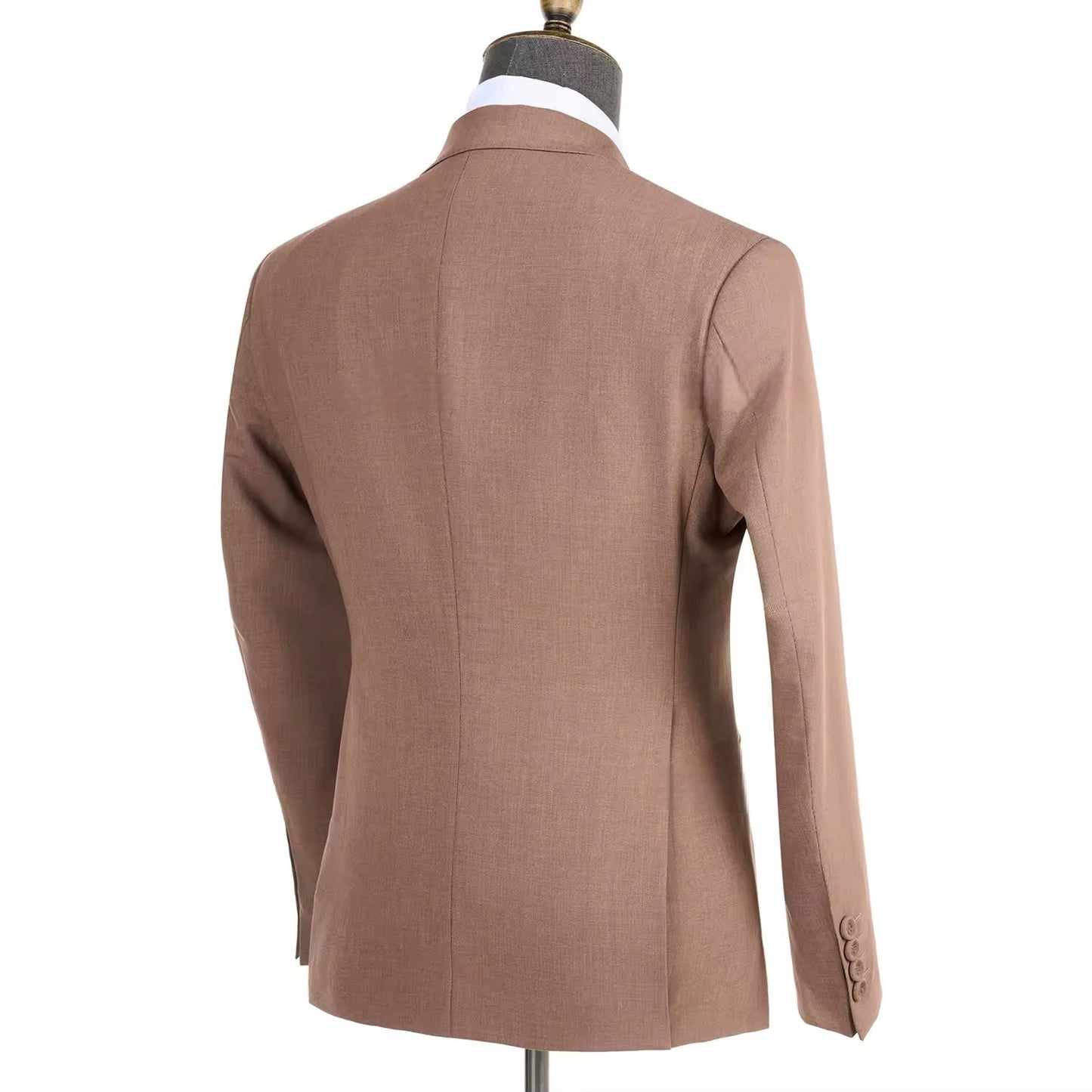 2024 New Elegant Brown Double Breasted Suits for Men Hand Sewn Buttons