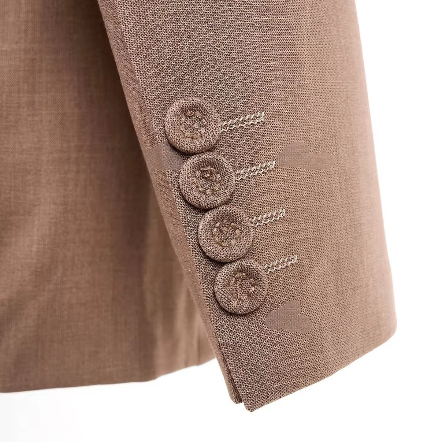 2024 New Elegant Brown Double Breasted Suits for Men Hand Sewn Buttons