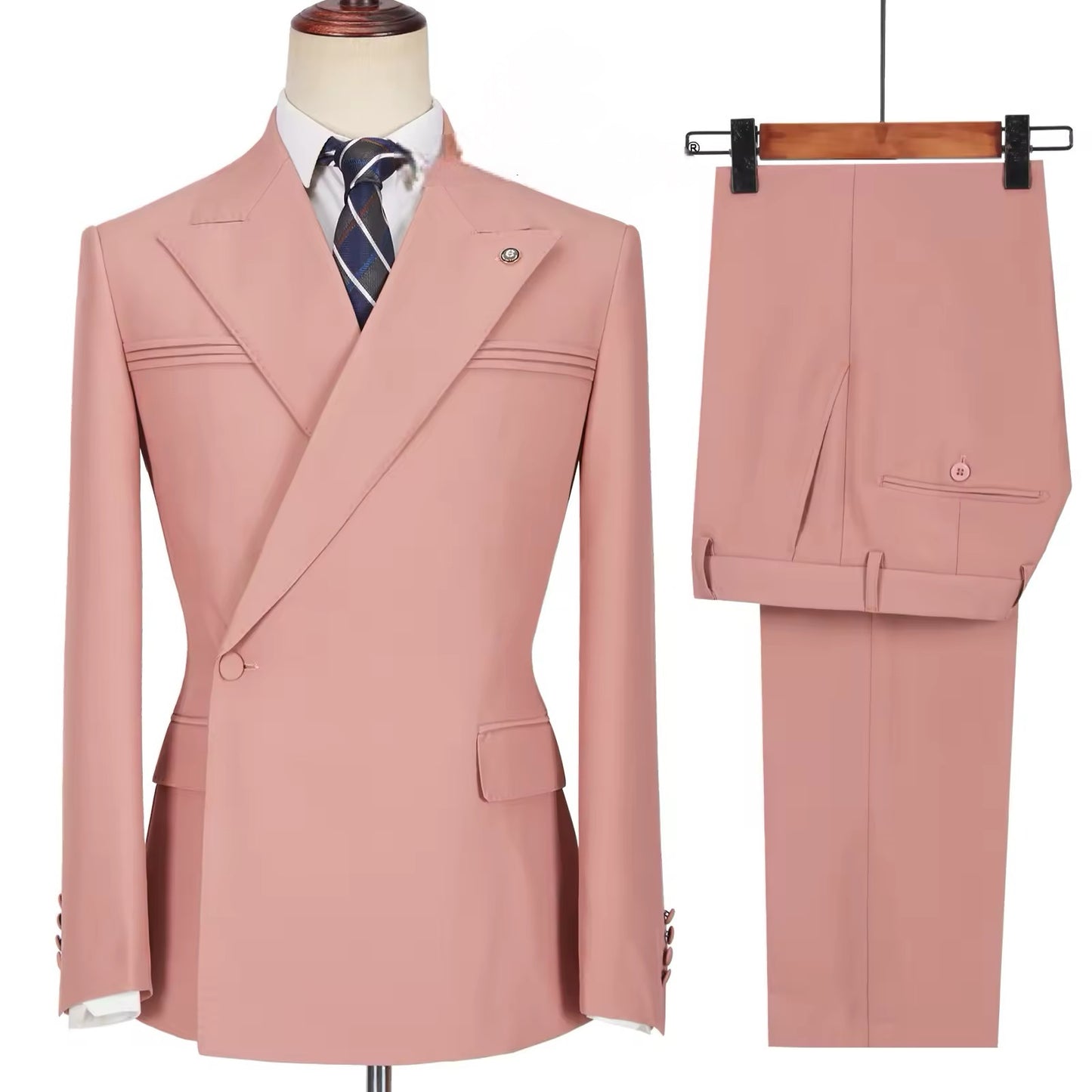 Men's Suits One Button Double Breasted Pink Tailor-Made Blazer