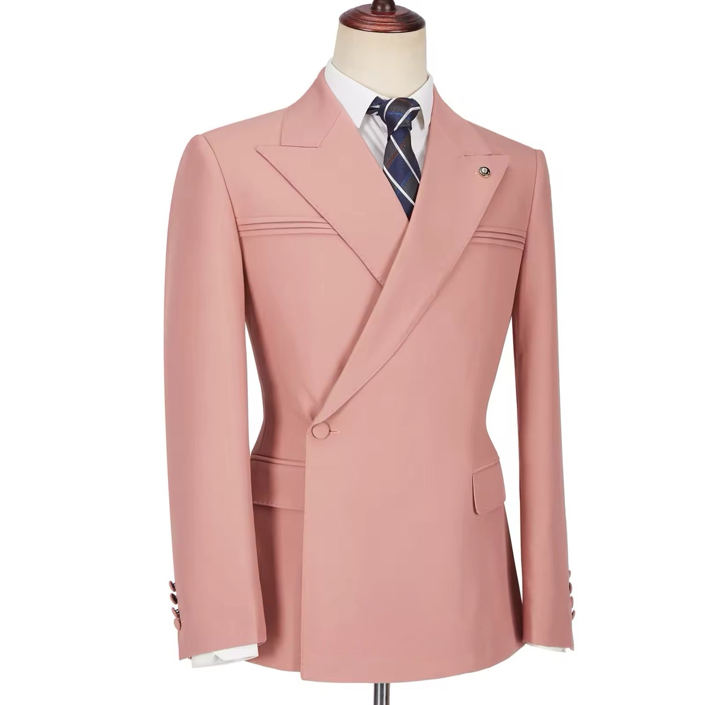 Men's Suits One Button Double Breasted Pink Tailor-Made Blazer