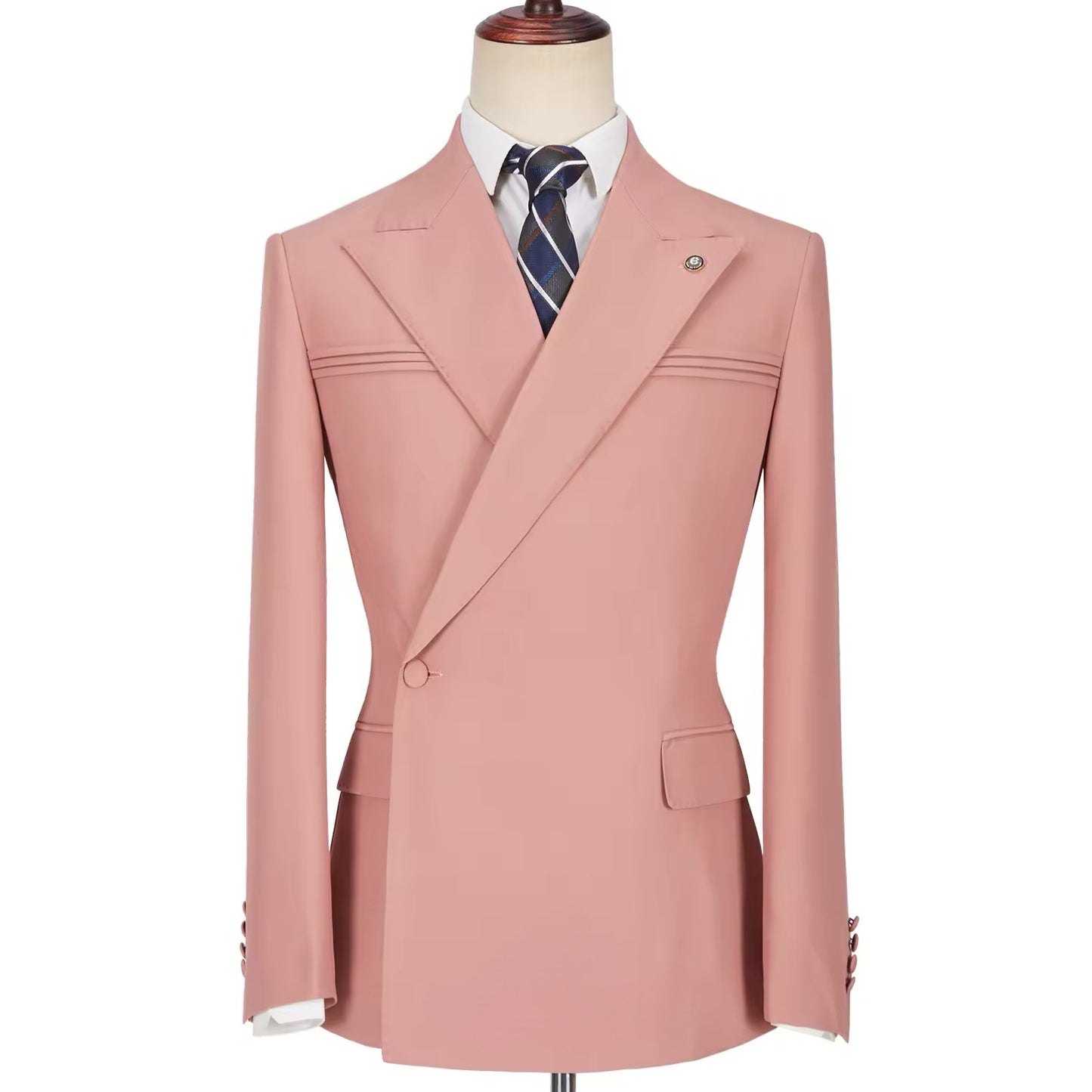 Men's Suits One Button Double Breasted Pink Tailor-Made Blazer