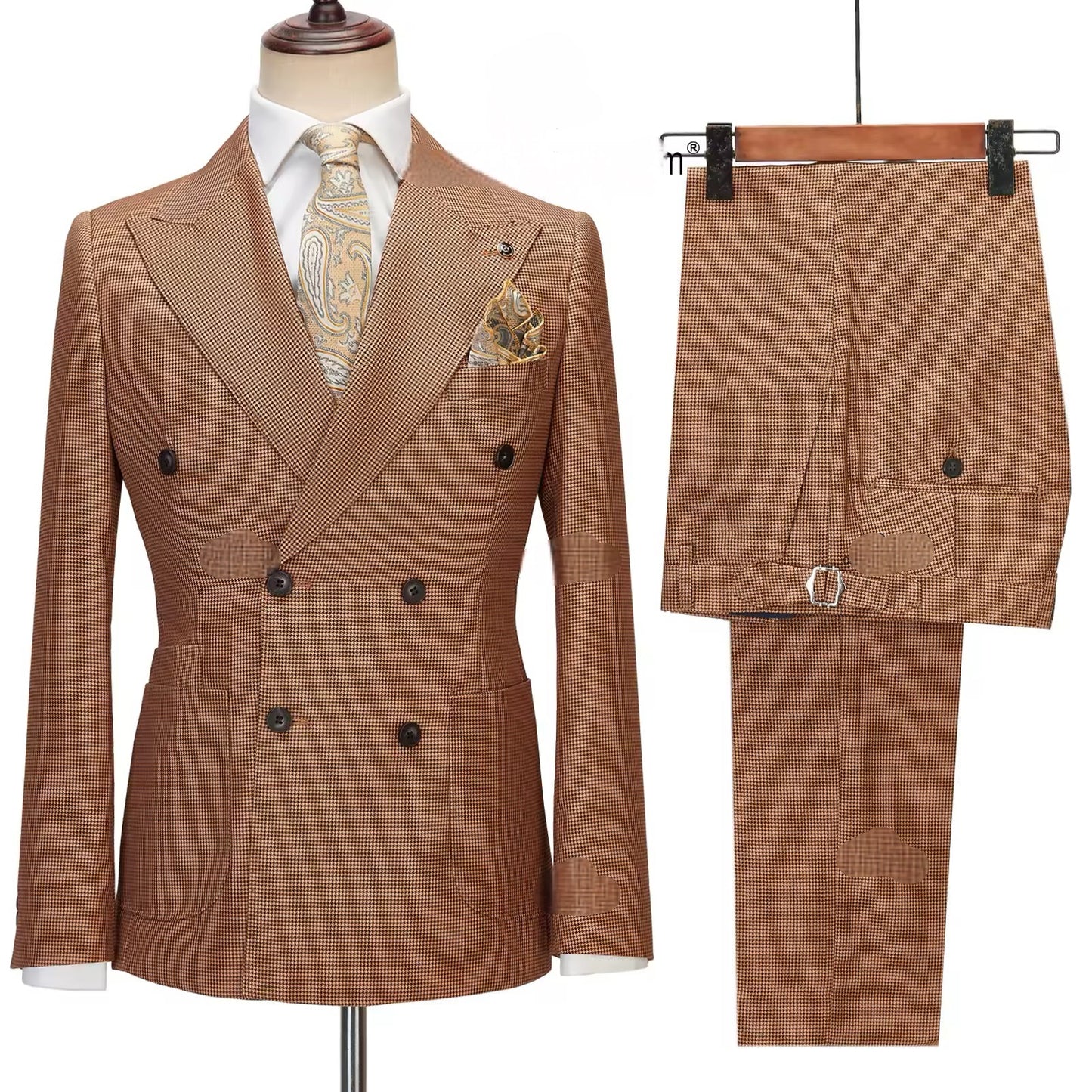 New Elegant Suits for Men Double Breasted 6 Button