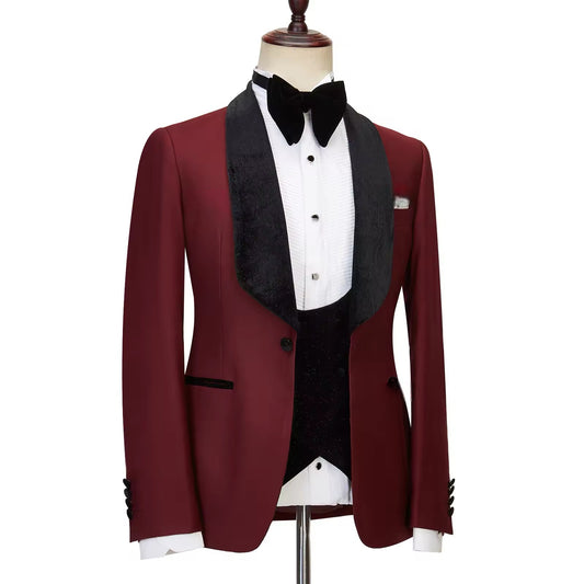 2023 New Luxury Wedding Suits for Men Shiny Velvet Lapel