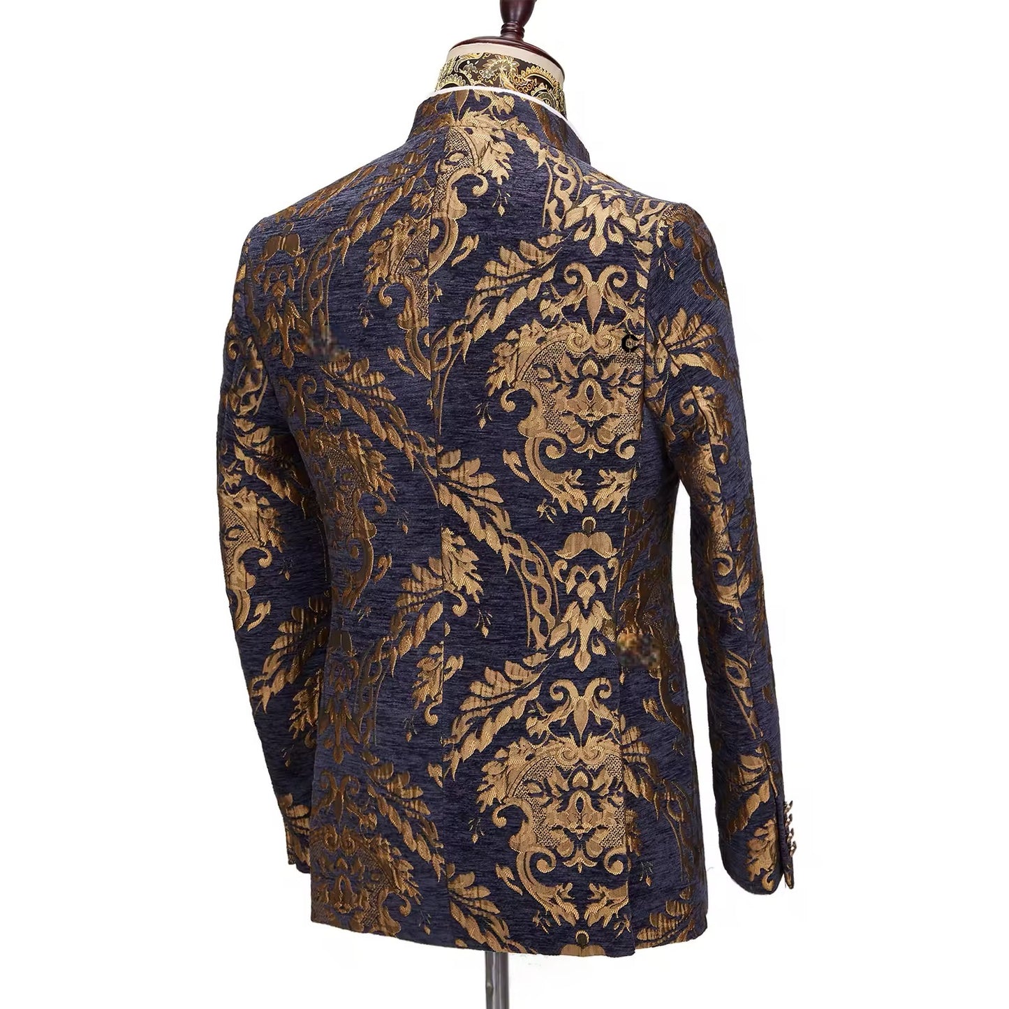 2024 New Men Suits Floral Jacquard Blazers Waistcoat