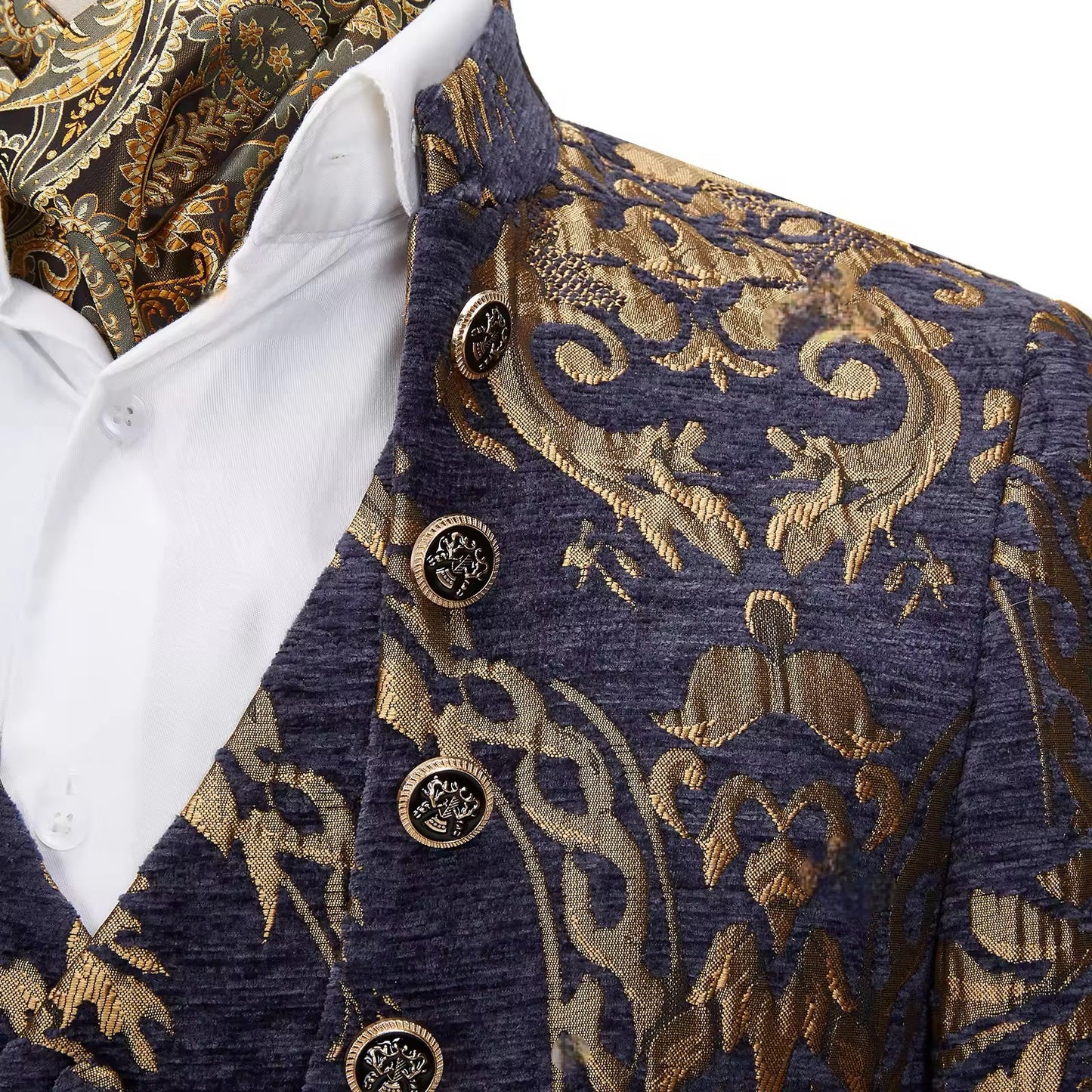 2024 New Men Suits Floral Jacquard Blazers Waistcoat