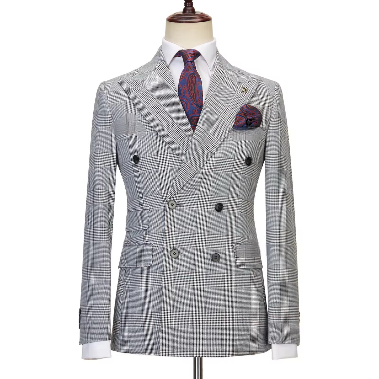 2023 Classic Full Men's Suit Plaid 2 Pcs Vintage