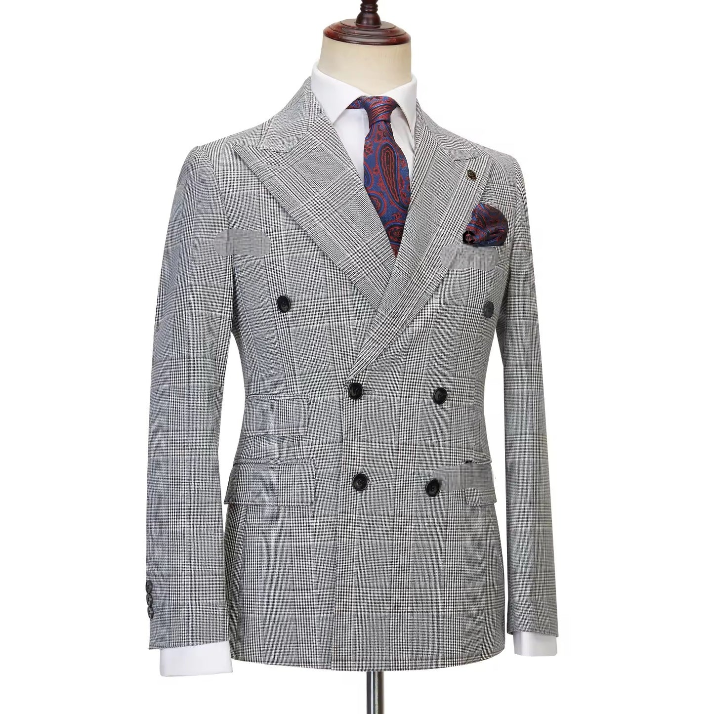 2023 Classic Full Men's Suit Plaid 2 Pcs Vintage