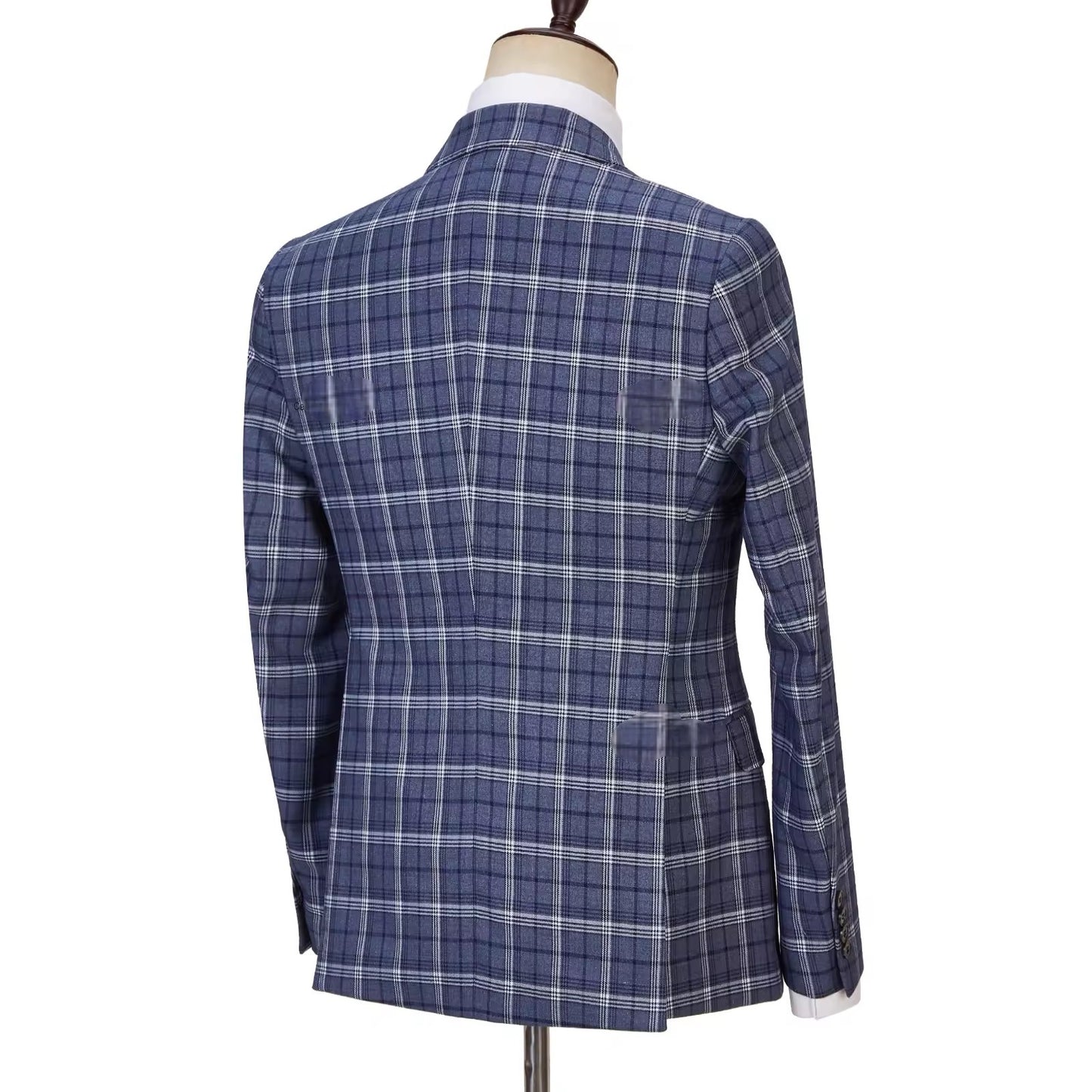 2022 New Double Breasted Plaid Suit Men