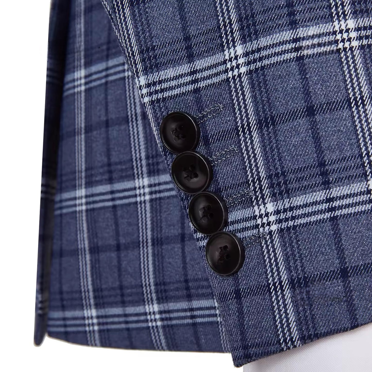 2022 New Double Breasted Plaid Suit Men