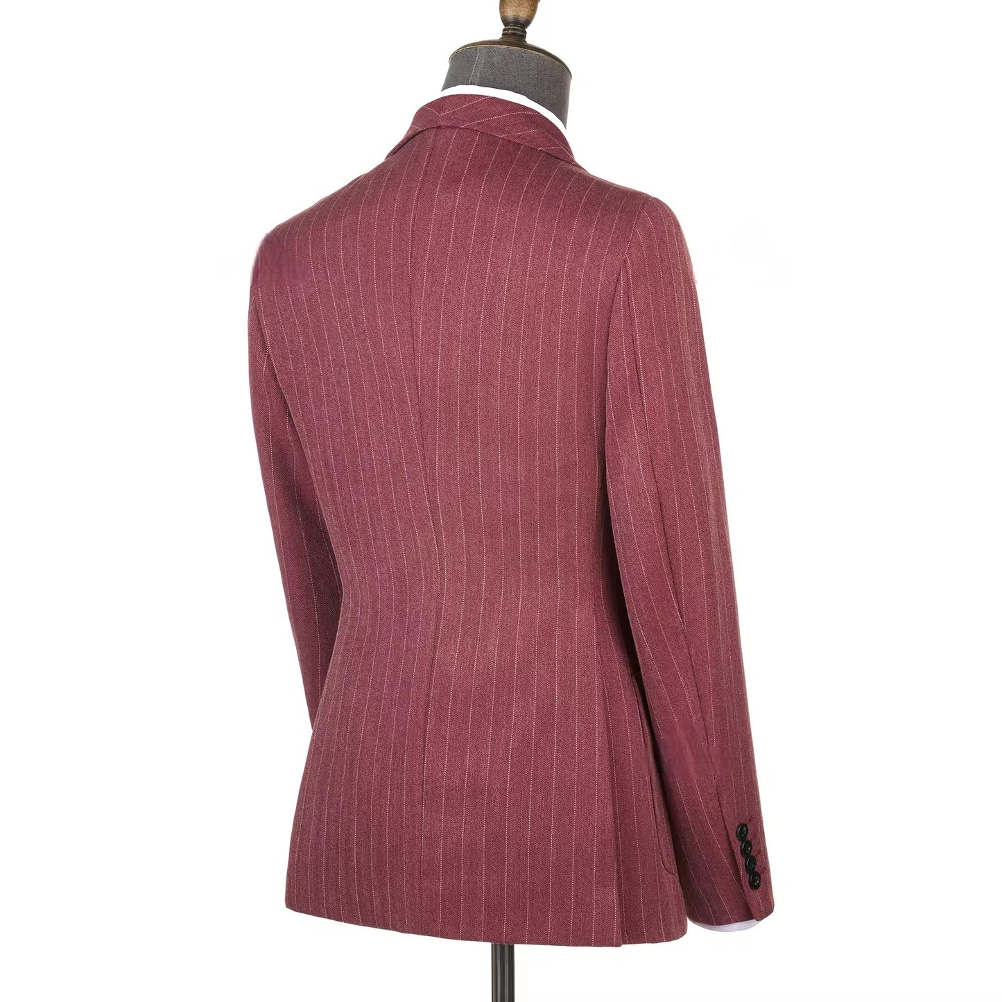 2025 Maroon Striped Double-Breasted