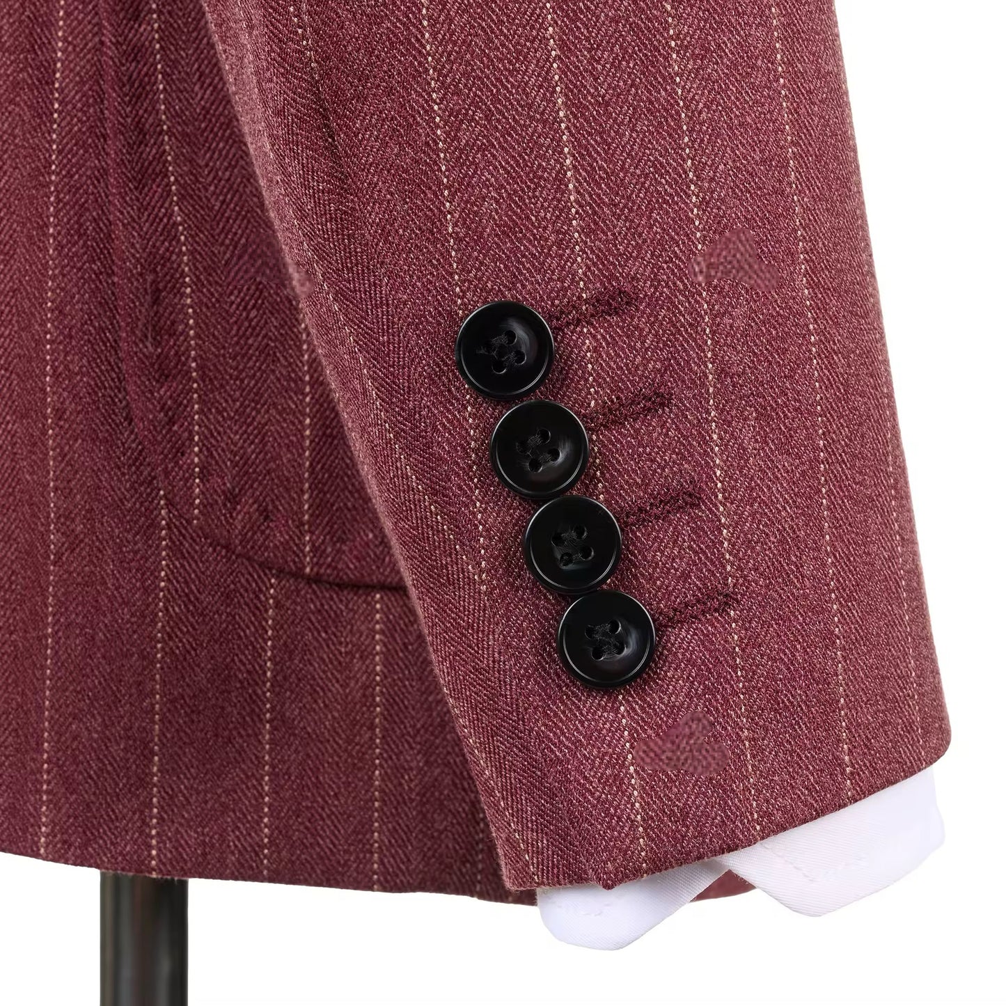 2025 Maroon Striped Double-Breasted