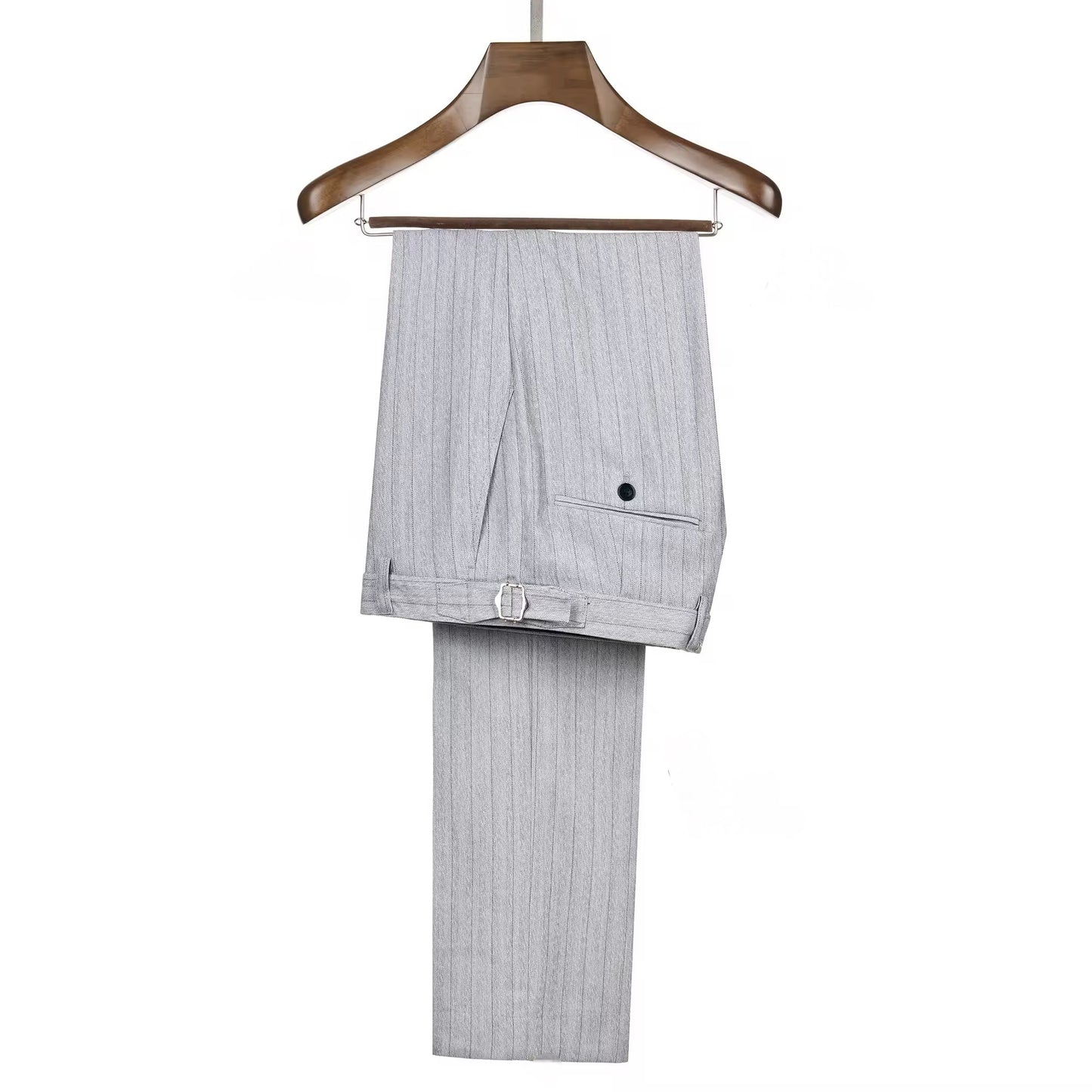 2025 Light Grey Striped Double-Breasted